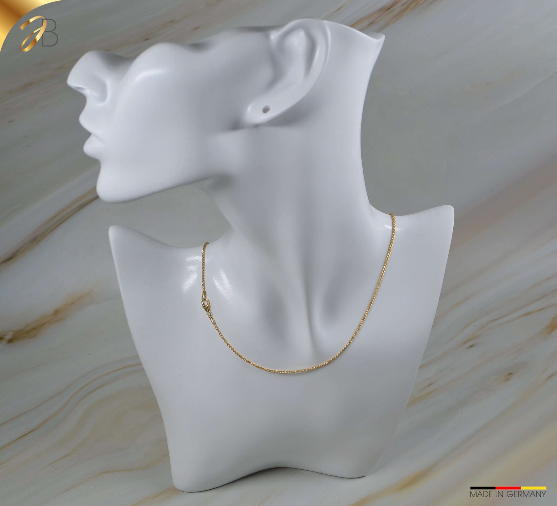 JB Edle Goldkette Zopfkette 585 14 K Gold 1,3 mm Damen Herren