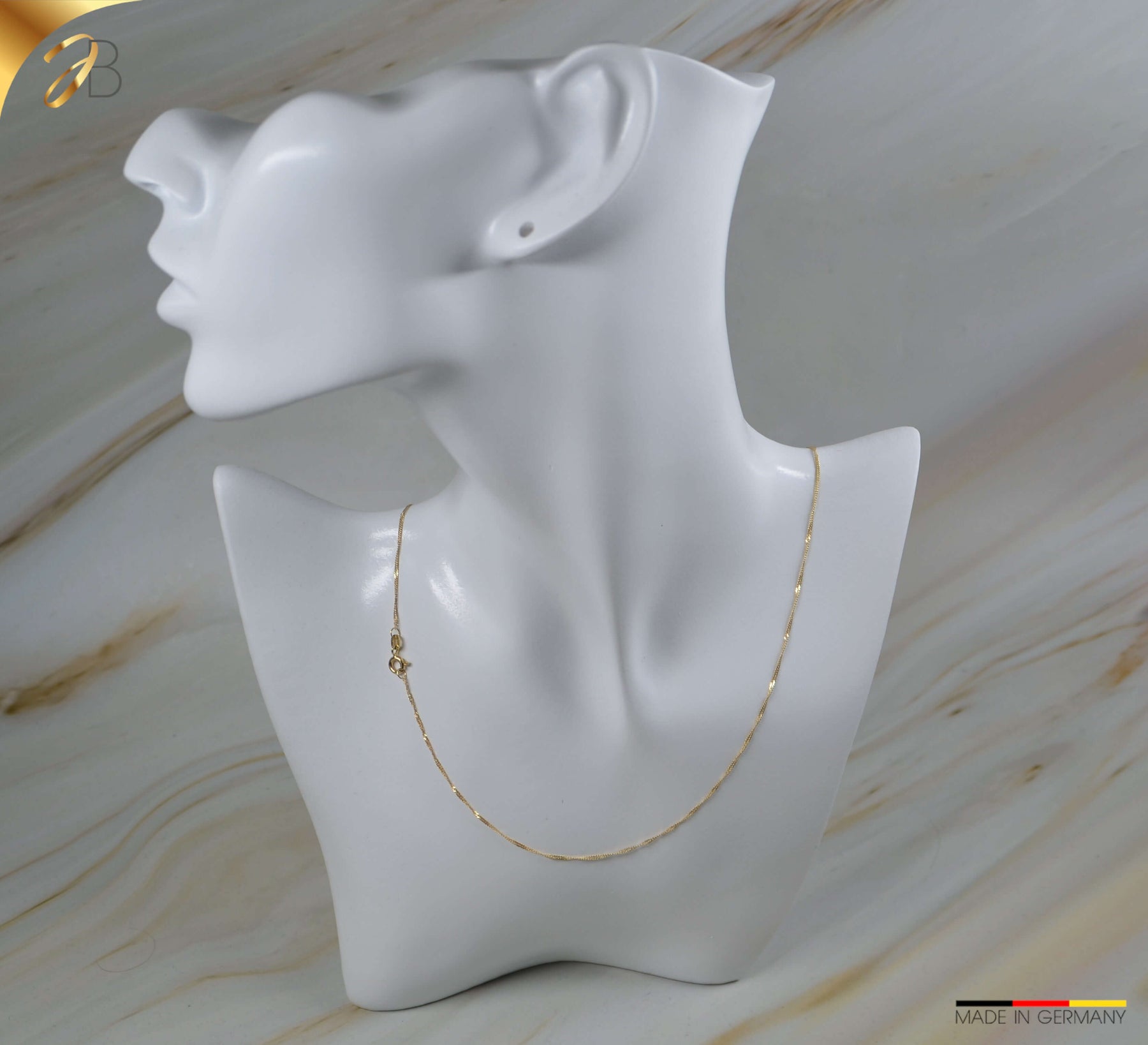 JB Edle Goldkette Singapurkette 585 14K Gold 1,2 mm Länge 45 cm