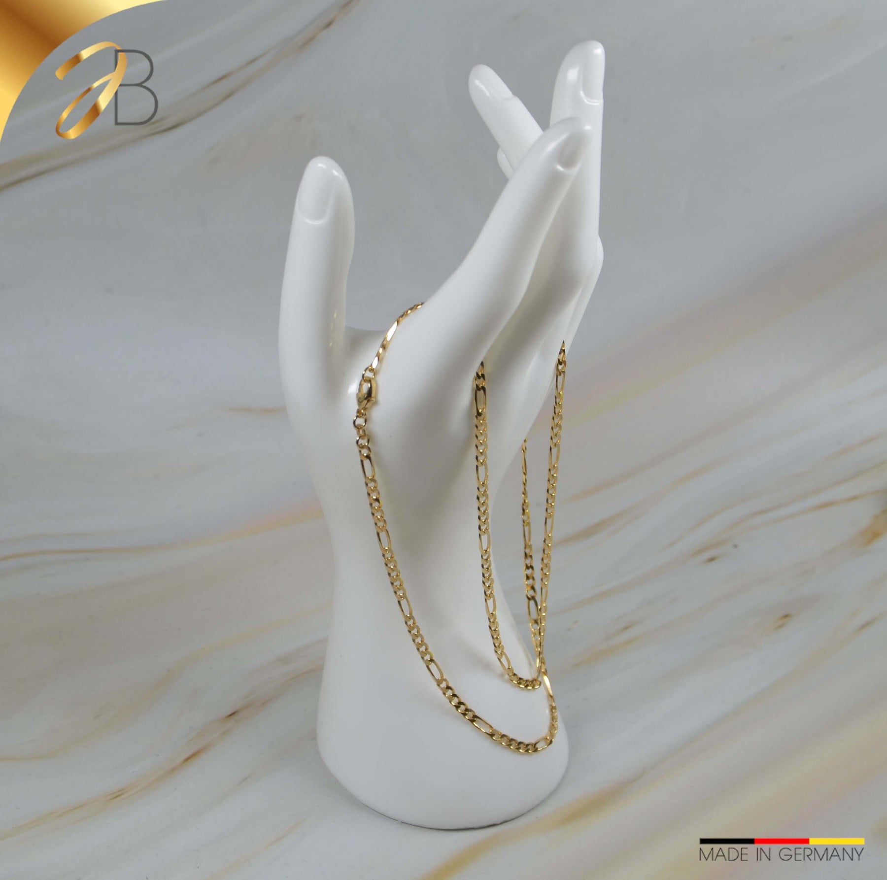 JB Edle Goldkette Figarokette 585 14K Gold 3,4 mm 45-60 cm