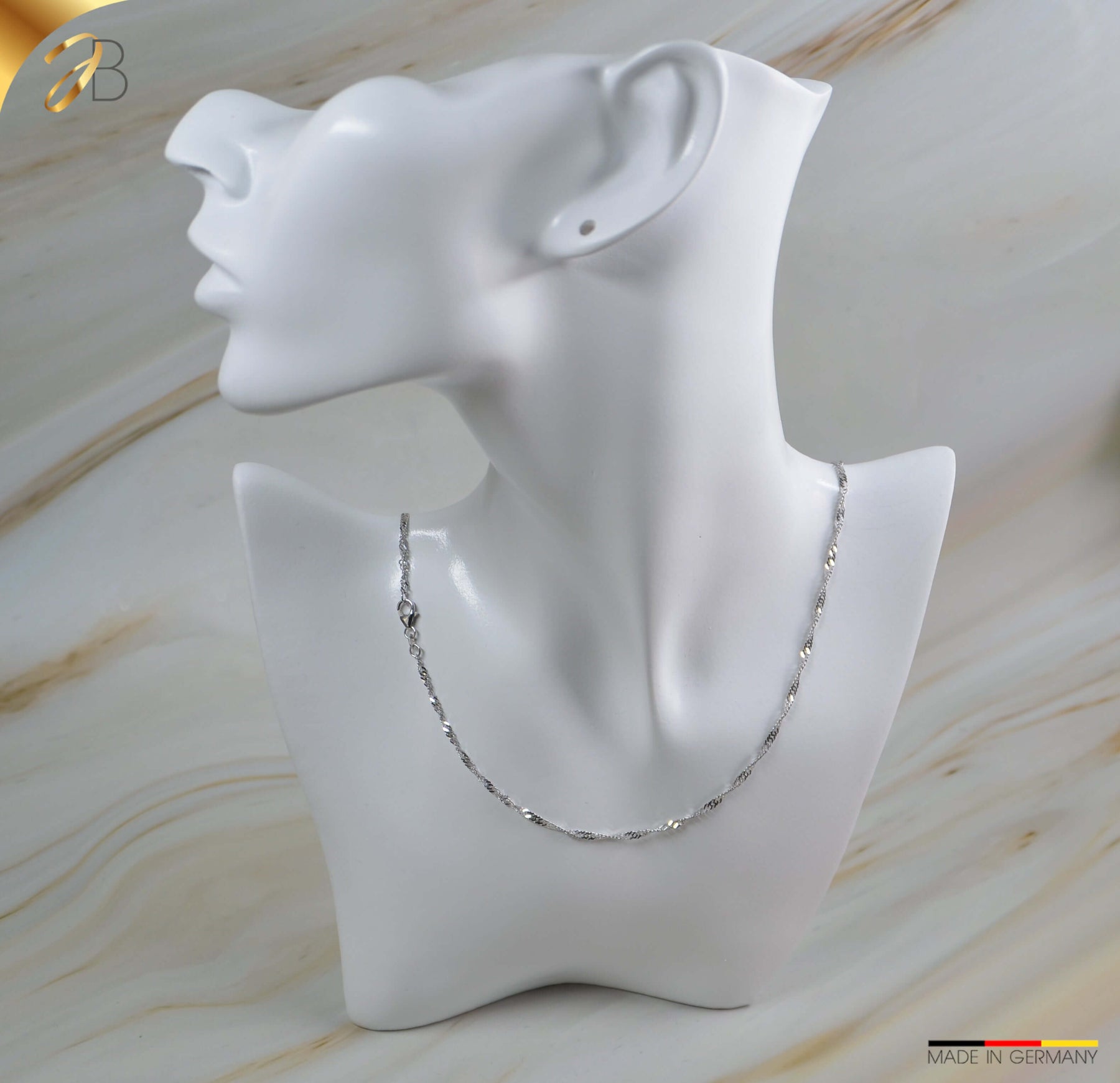 JB Edle Goldkette Singapurkette 585 14 K Weißgold 2,2 mm