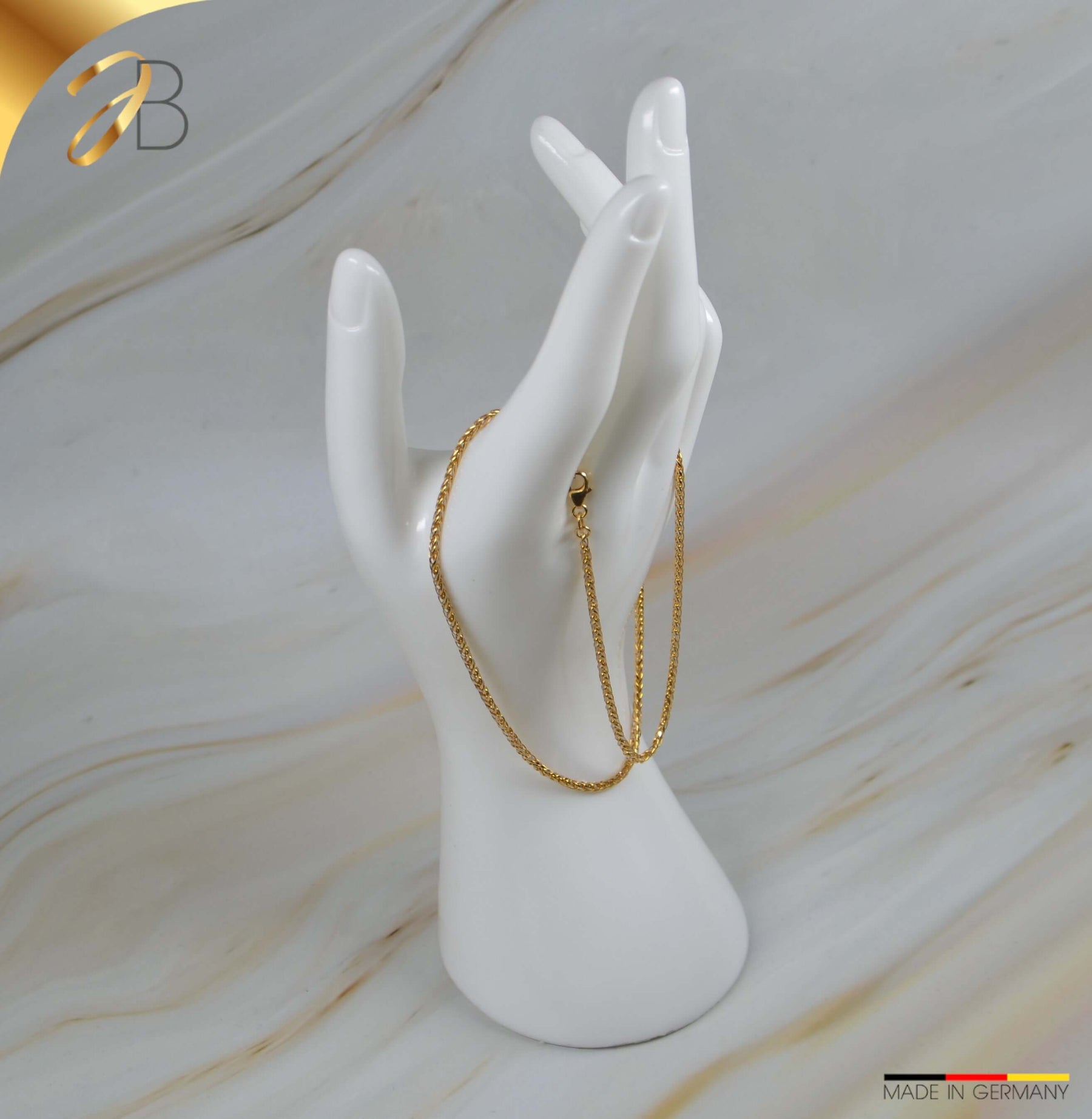 JB Edle Goldkette Zopfkette 585 14 K Bicolor 2,1 mm G W