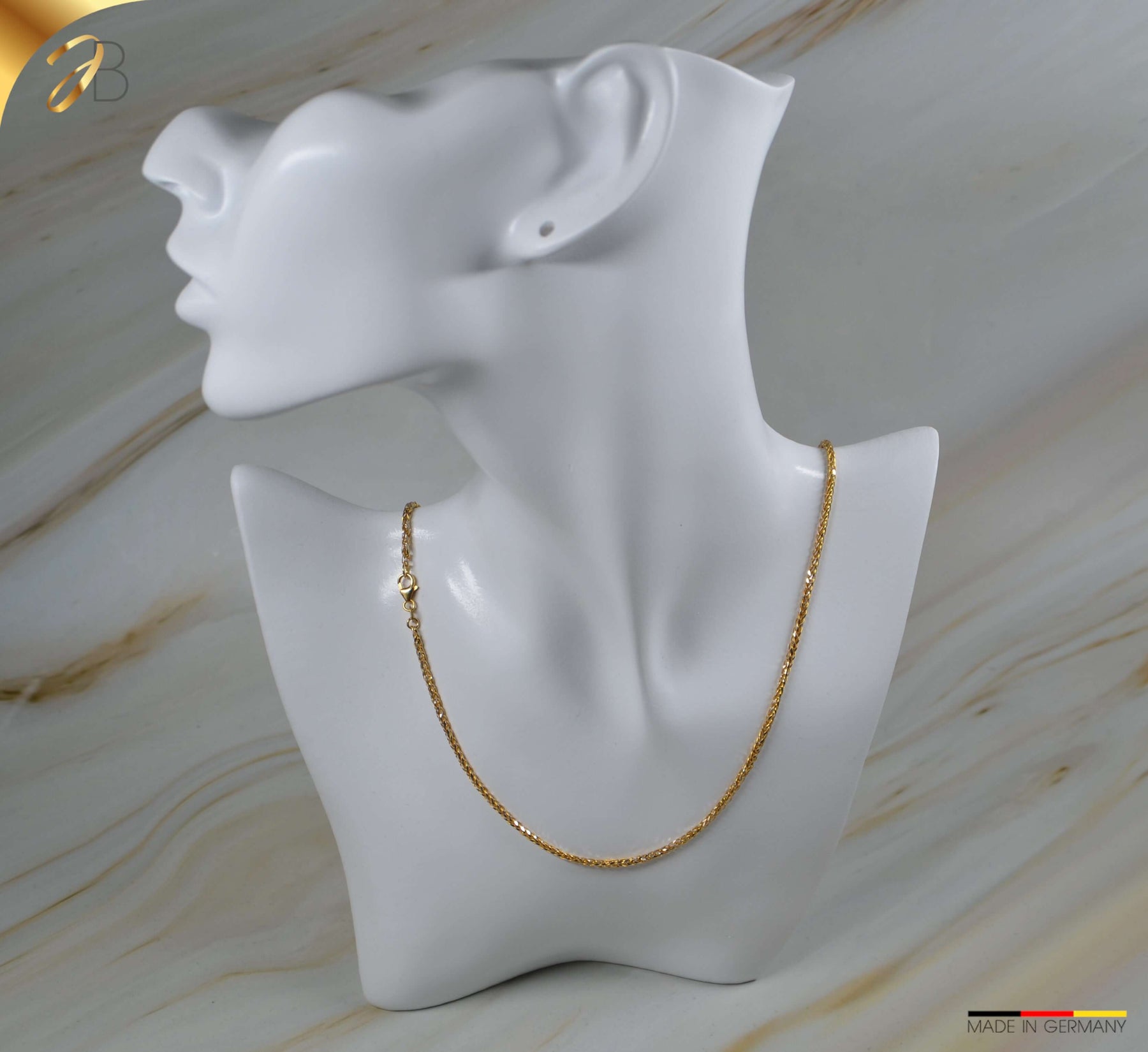 JB Edle Goldkette Zopfkette 585 14 K Bicolor 2,1 mm G W