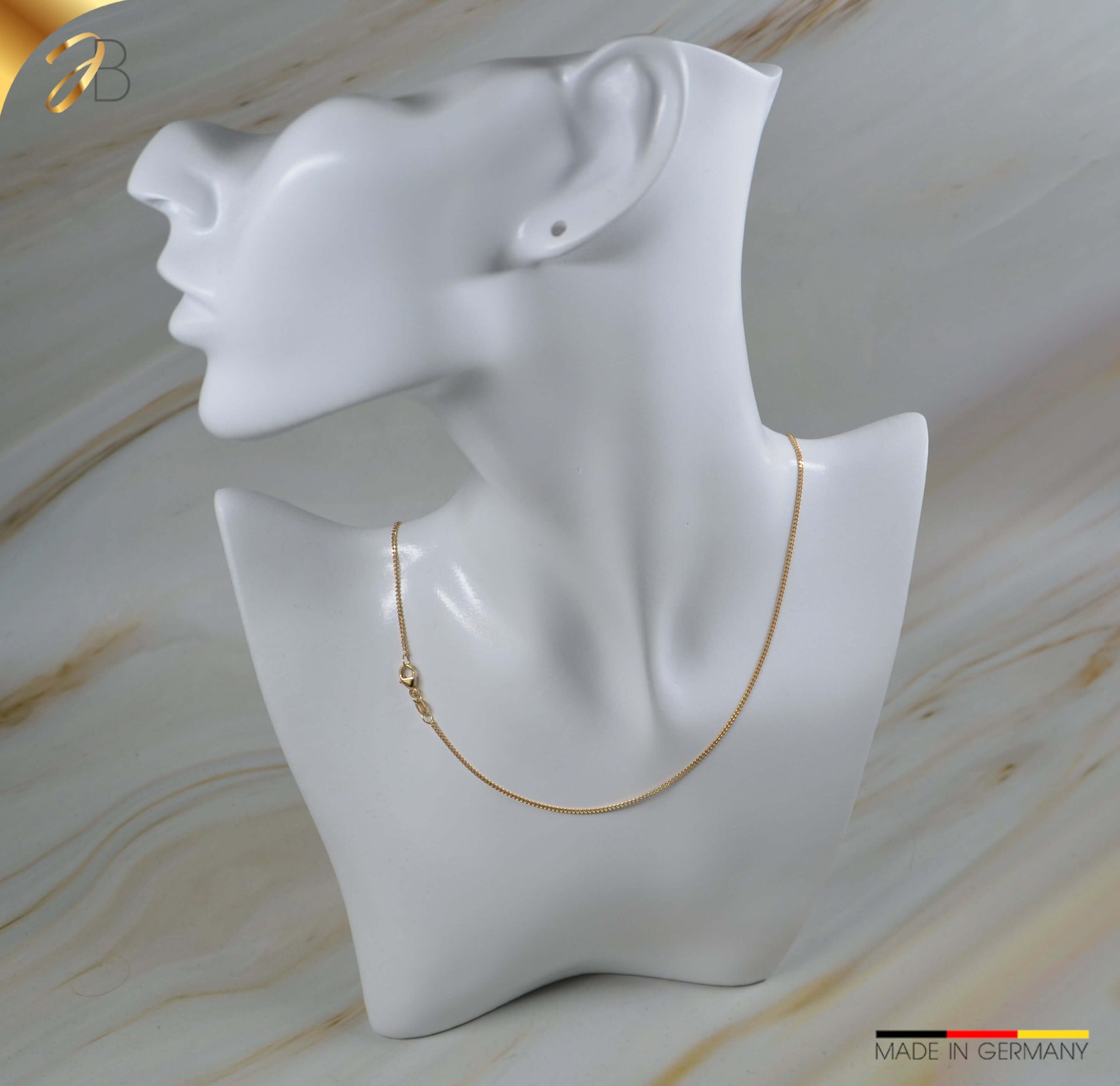 JB Edle Goldkette Panzerkette 18K Gelbgold 1,4 mm 750