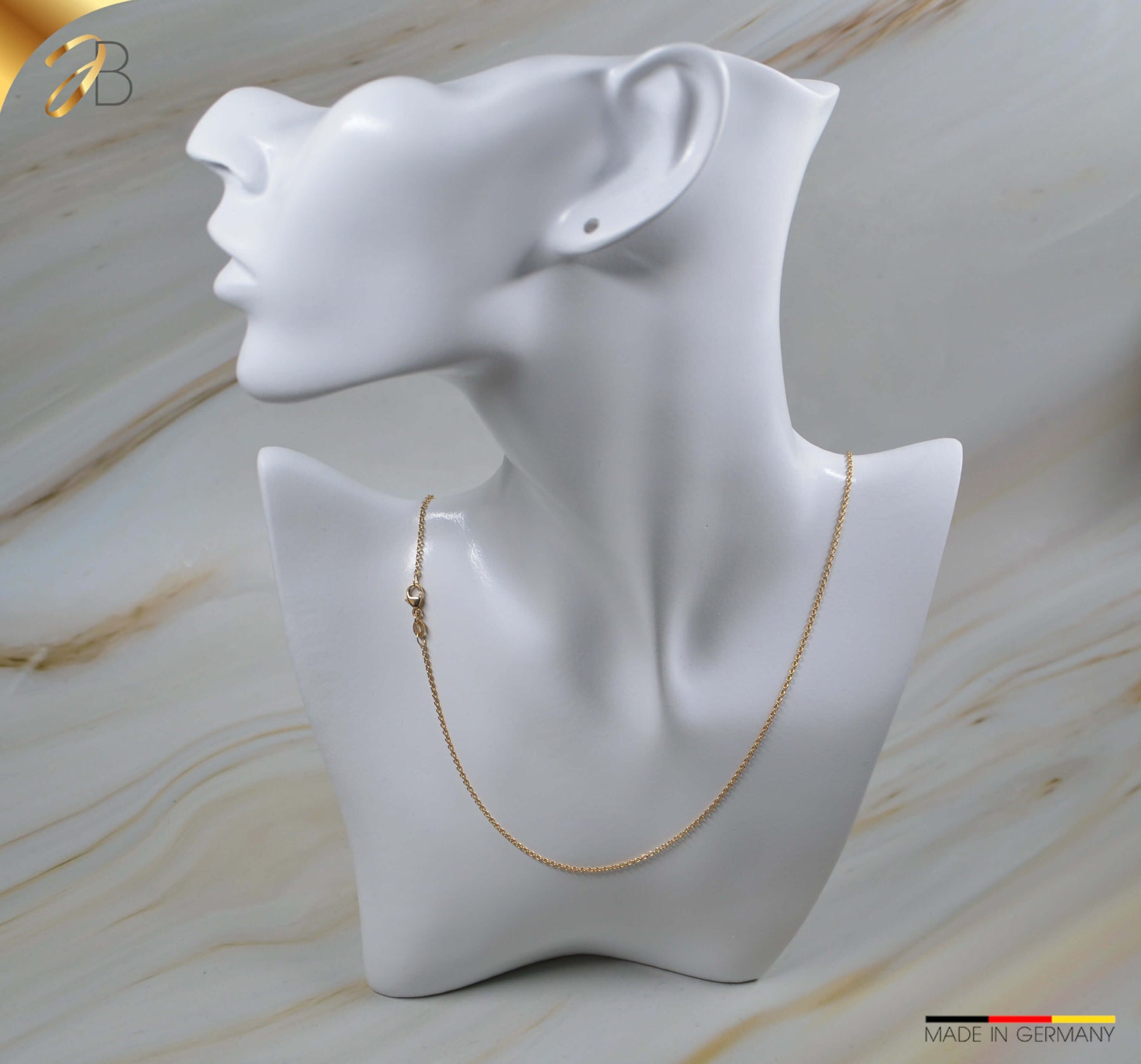 JB Edle Goldkette Ankerkette 18K Gelbgold 1,5 mm 750