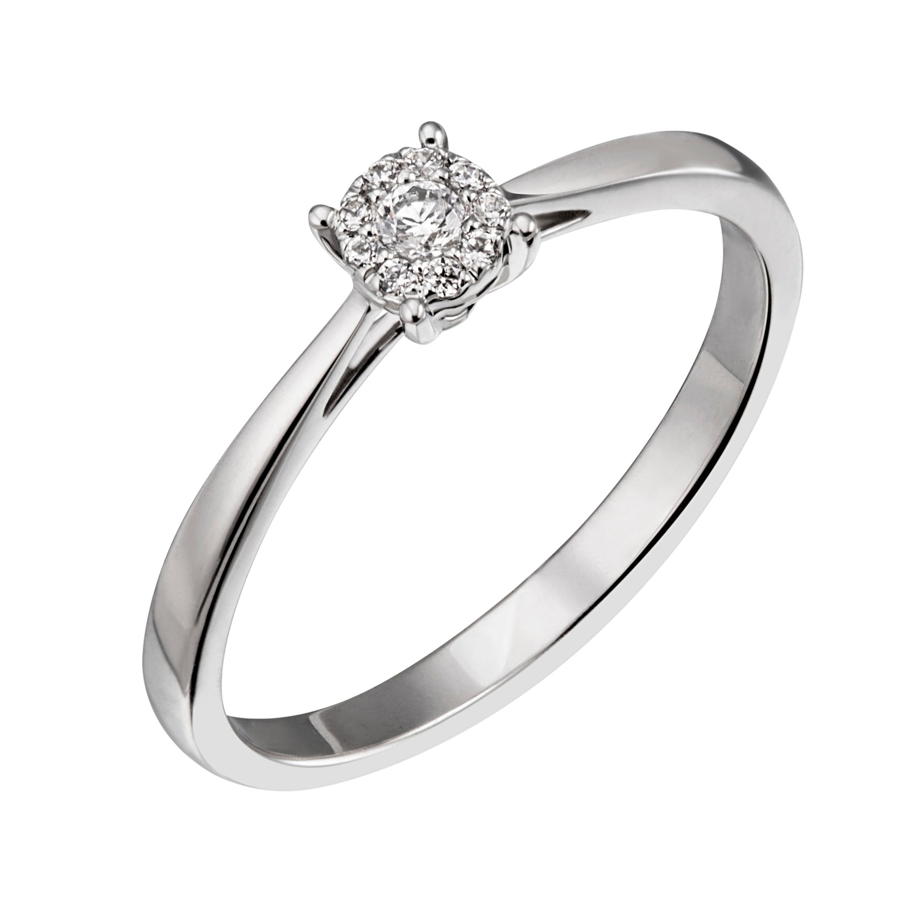JB Damenring 585 14 Karat Gelb oder Weiß 10 Brillanten 0,08ct. SI H