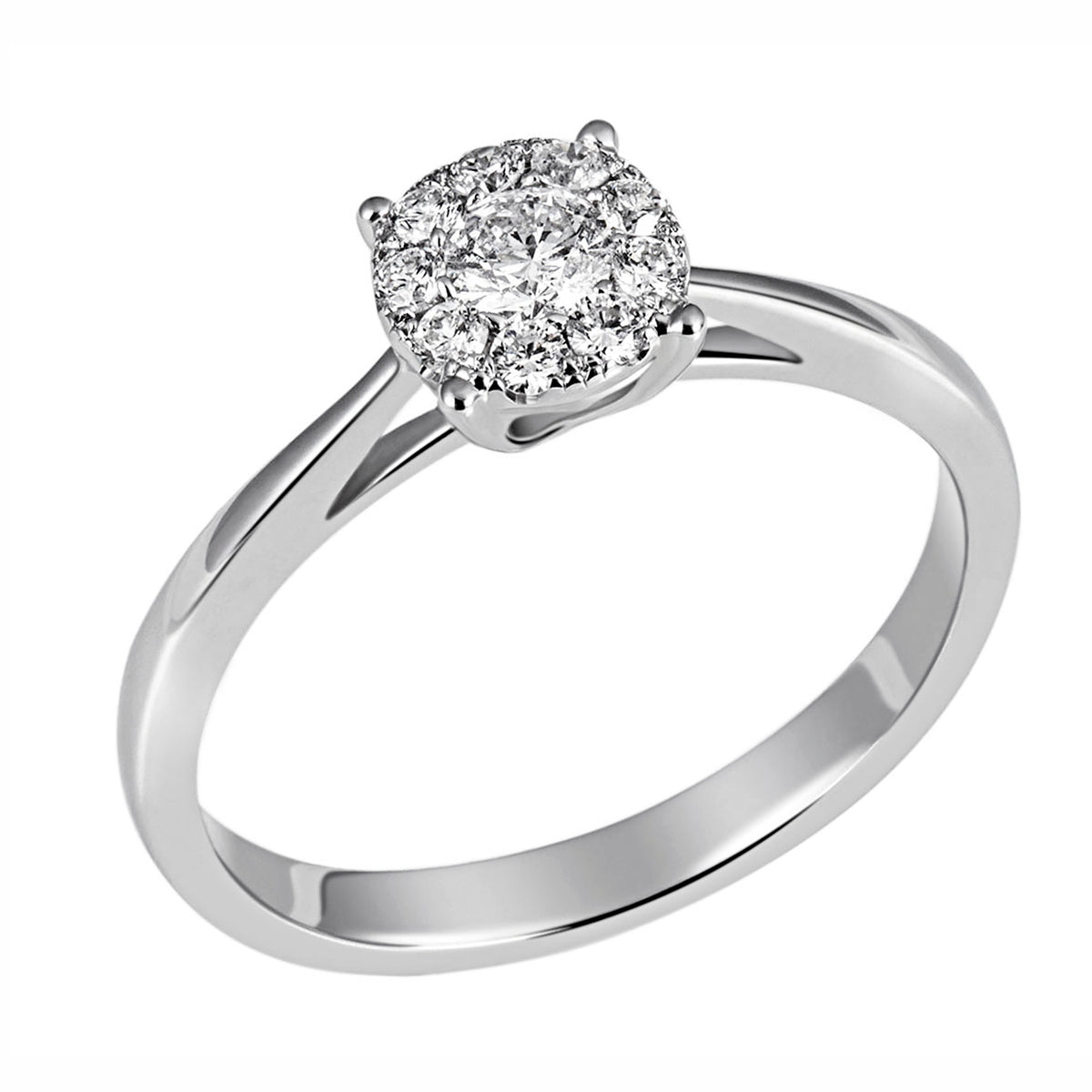 JB Damenring 585 14 Karat Gelb oder Weiß 10 Brillanten 0,32ct. SI H