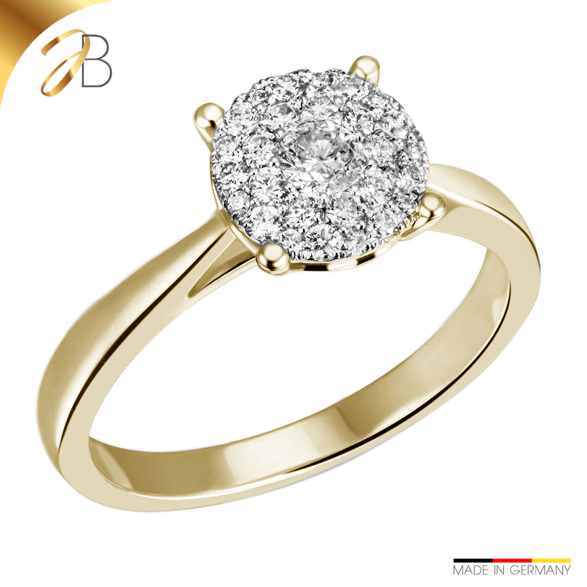 JB Damenring 585 14 Karat Gelb oder Weiß 28 Brillanten 0,42ct. SI H