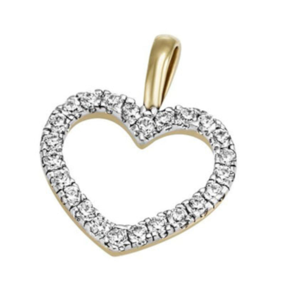 JB Anhänger Herz Gold 585 oder 750 Gelb 24 Brillanten 0,13 ct. SI H