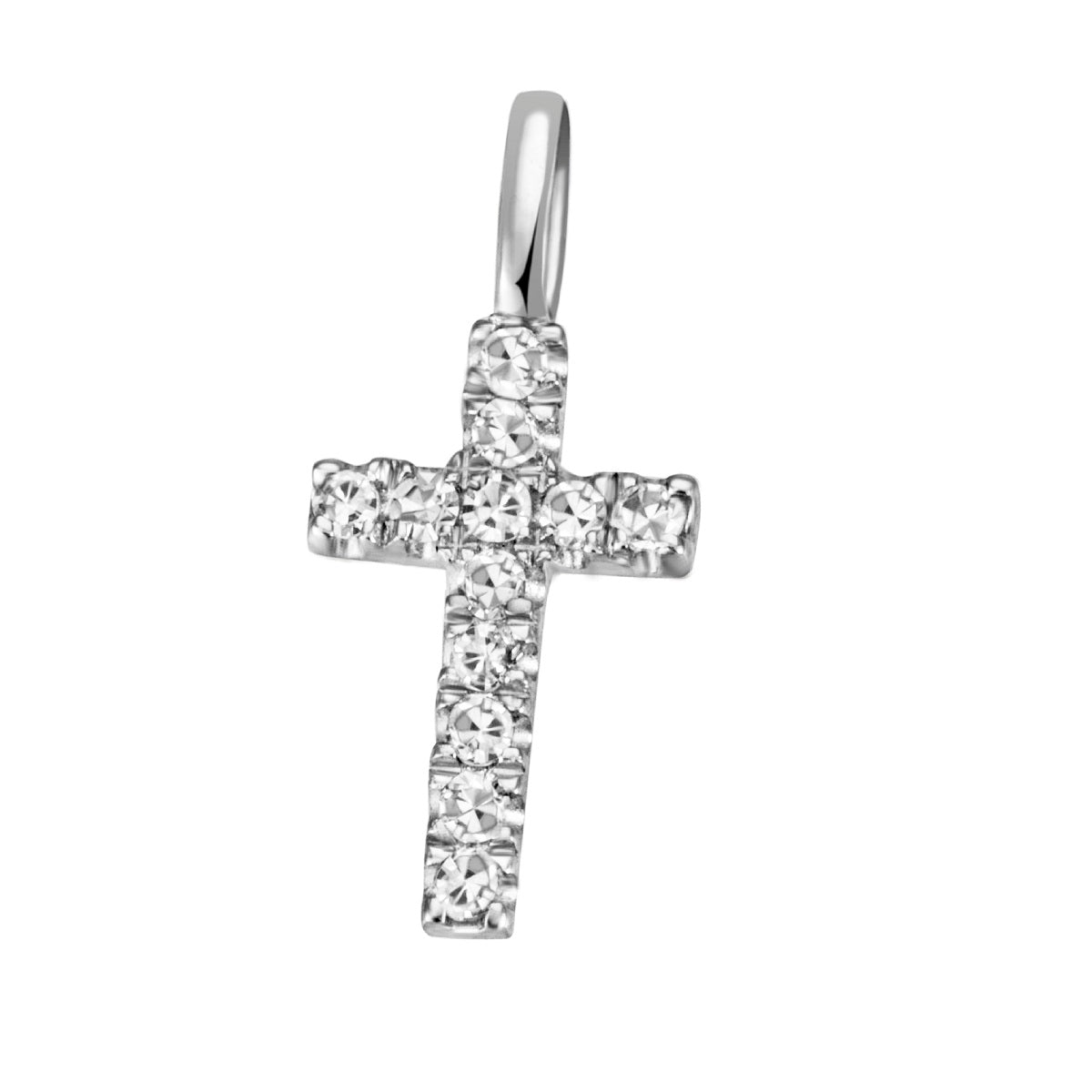 JB Anhänger Kreuz Gold 585 oder 750 Weiß 12 Brillanten 0,08 ct. SI H
