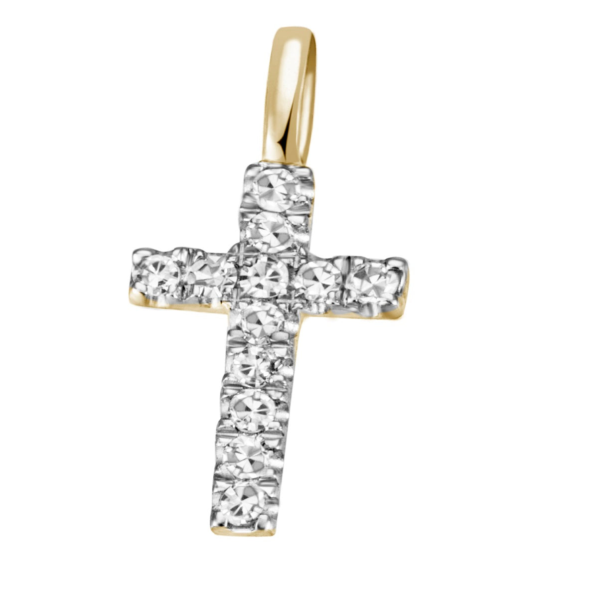 JB Anhänger Kreuz Gold 585 oder 750 Gelb 12 Brillanten 0,08 ct. SI H