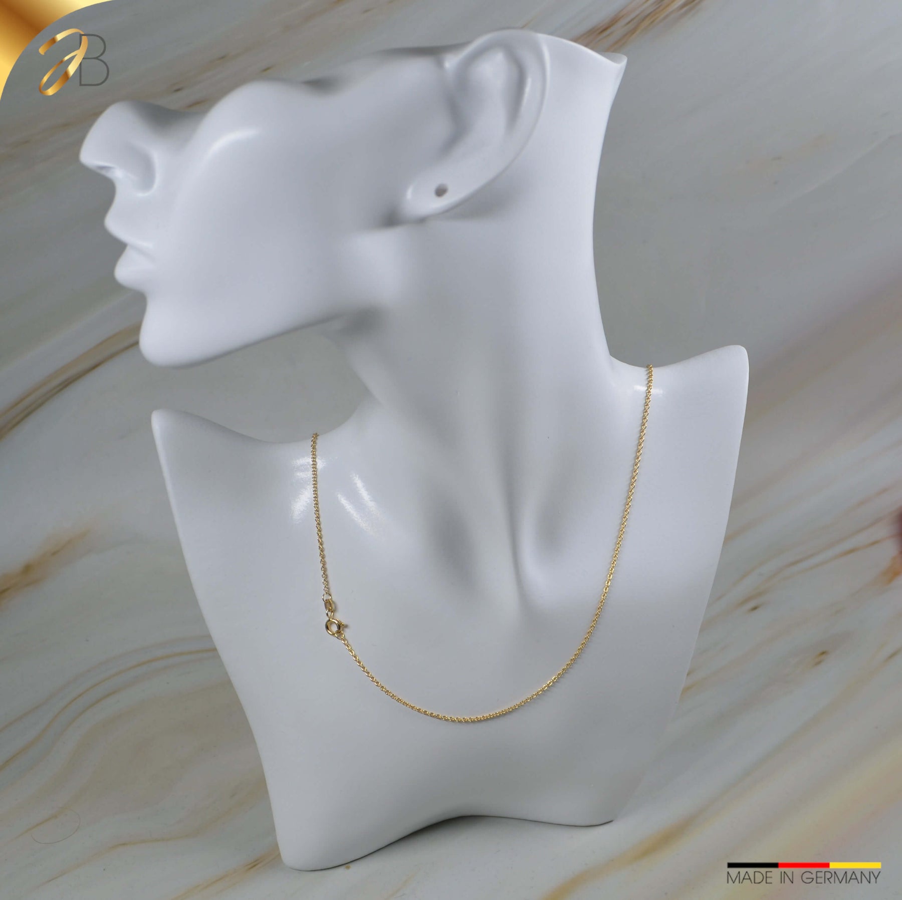 JB Edle Collier Ankerkette rund 585 14 Karat Gold 1,5 mm 36 - 90 cm