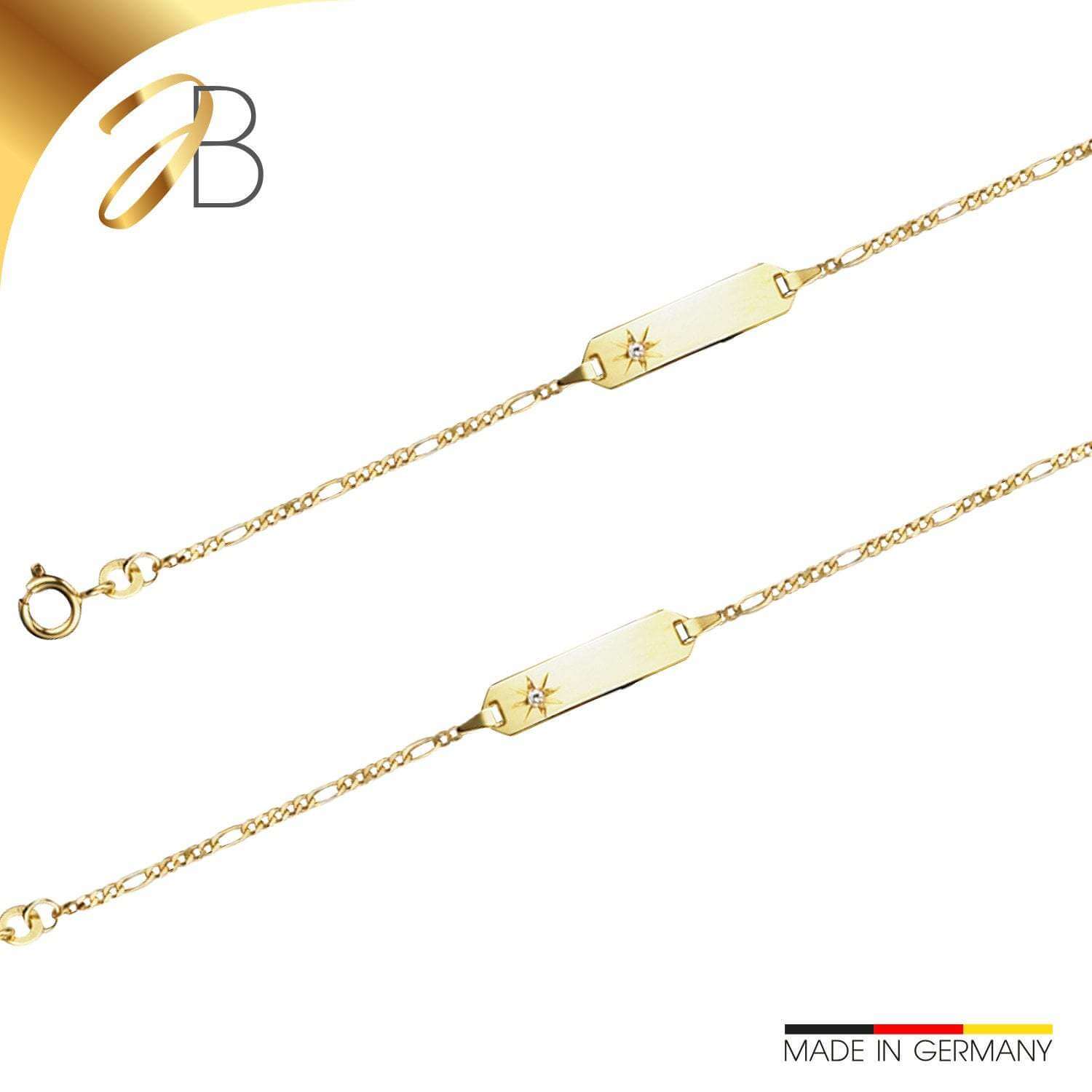 JB Damen ID Goldarmband Figaro Diamantiert 1,5 mm 333 Gold