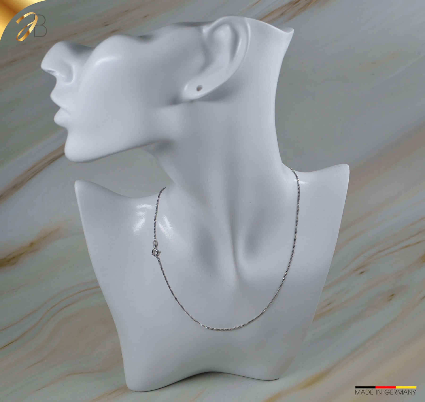 JB Damen Collier Panzer 1,2 mm Weißgold 585 14 Kt 36 cm