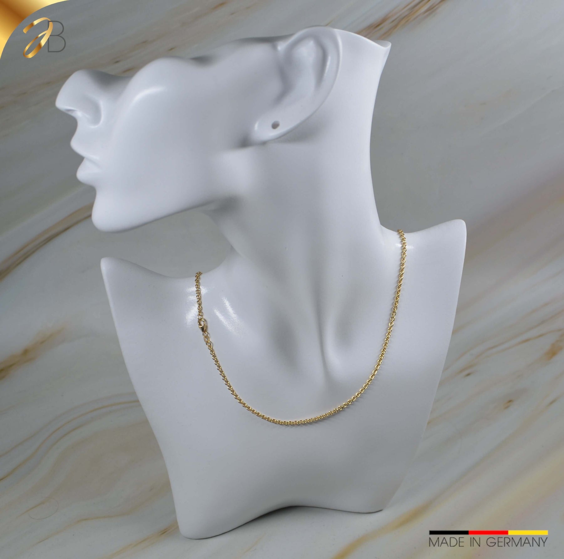 JB Edle Goldkette Ankerkette 585 14 Kt Gold 2,4 mm lang