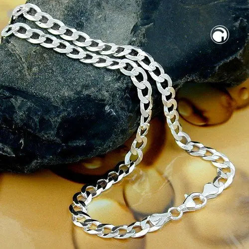 Armband 6,7mm Panzerkette flach Silber 925