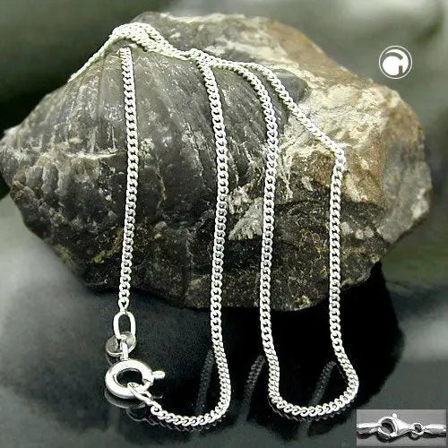 Fußkette 1,4mm Flachpanzerkette 2x diamantiert längenvariabel mit 3 Ösen Silber 925