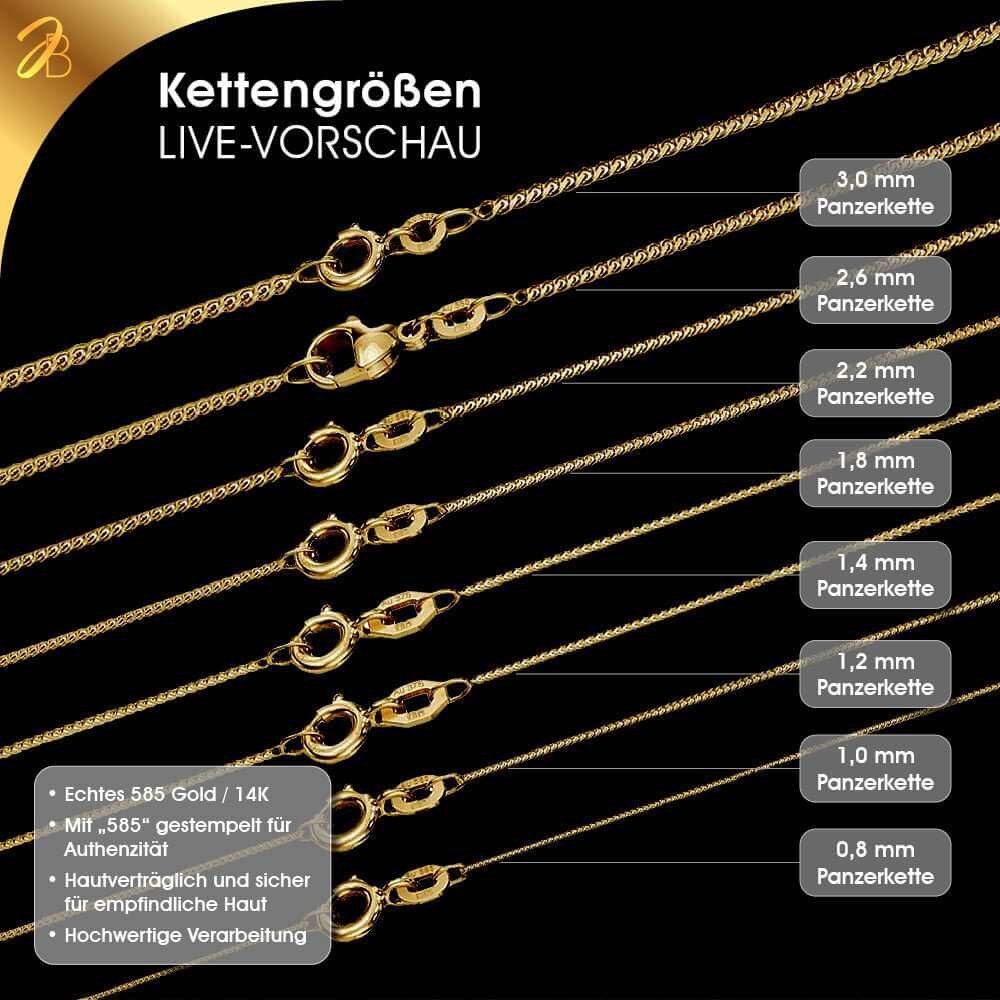 JB Edle Goldkette Zopfkette 585 - 14 K Gold 1,1 mm 38 cm