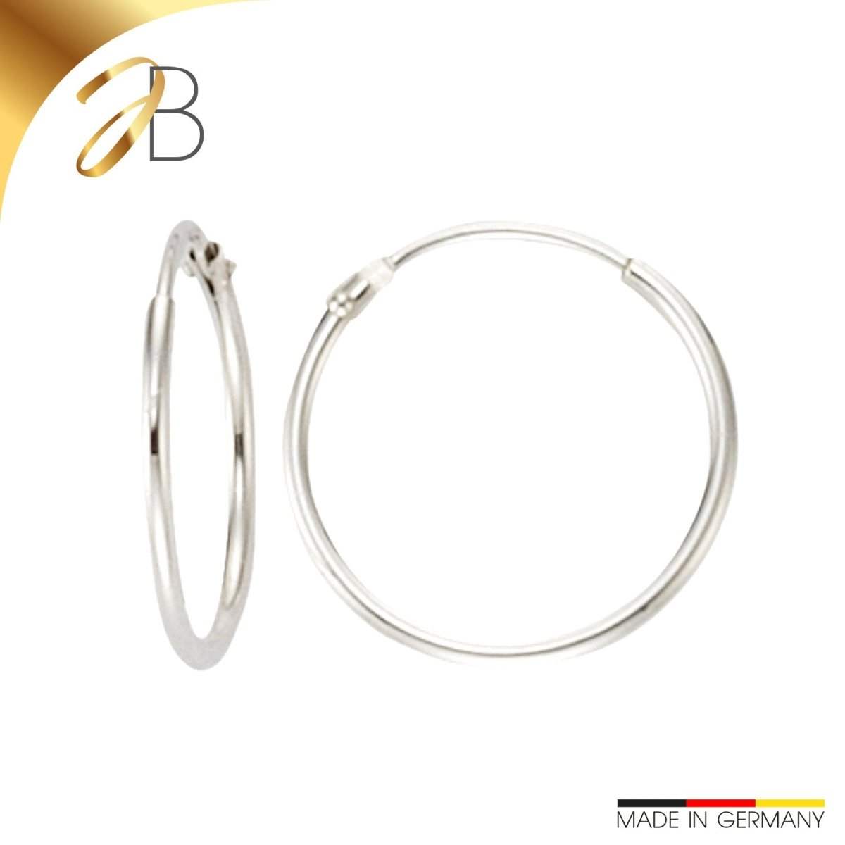 JB Edle Ohrschmuck Creole 585 - 14 Kt Weißgold 1,3 mm 9,0 mm