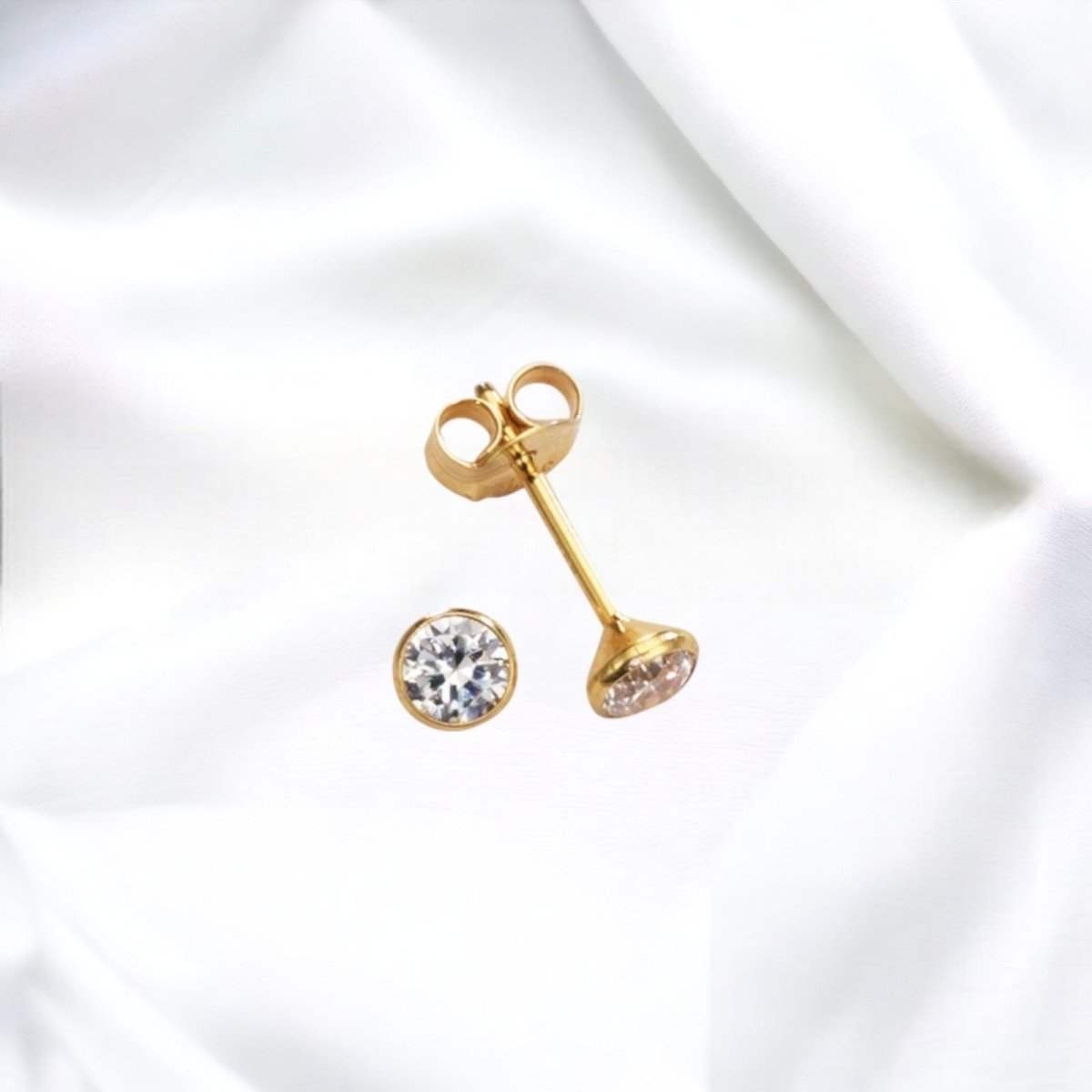 JB 1 Paar Ohrstecker mit Zirkonia Stein 333 - Gelbgold 8 Kt