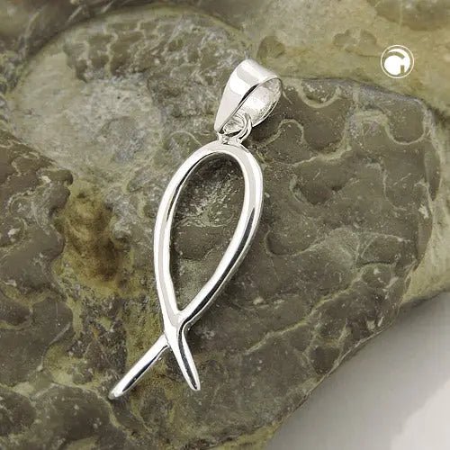 Anhänger 19x7mm Jesus - Zeichen glänzend Silber 925