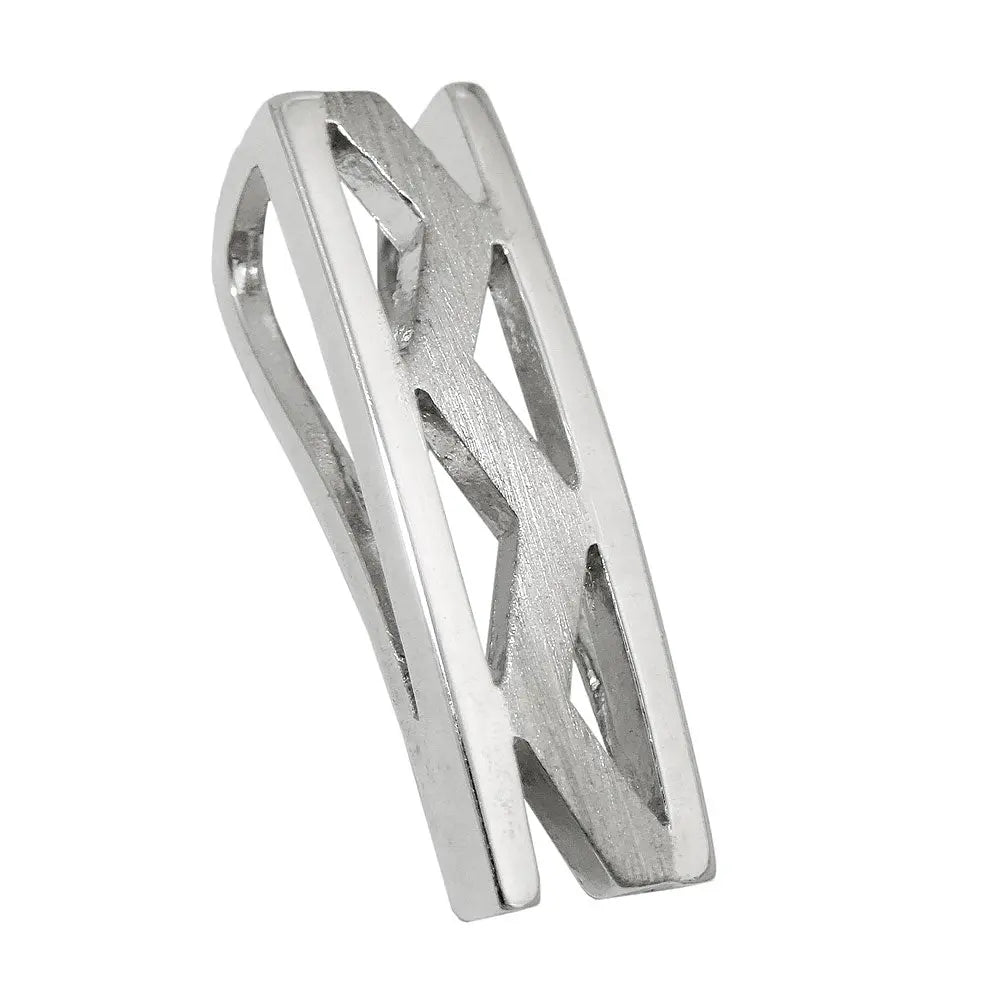 Anhänger 21x6,5mm Viereck mit Zickzack matt - glänzend rhodiniert Silber 925