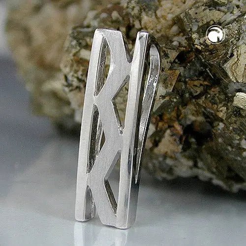 Anhänger 21x6,5mm Viereck mit Zickzack matt - glänzend rhodiniert Silber 925