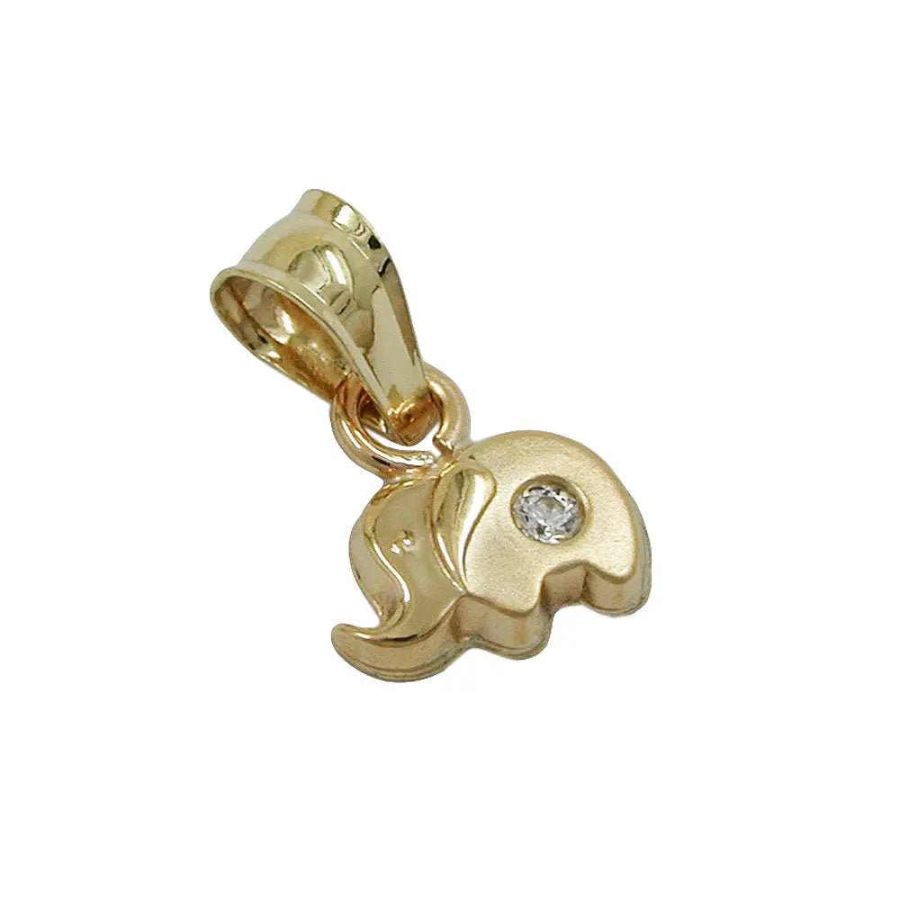 Anhänger 5x7mm kleiner Elefant mit Zirkonia matt - glänzend 9Kt GOLD