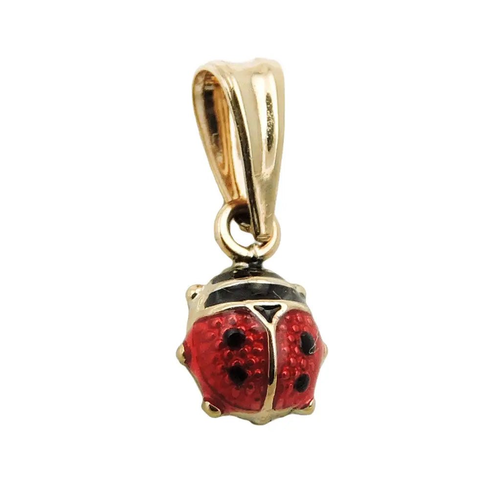 Anhänger 6x5mm Marienkäfer rot - schwarz lackiert 9Kt GOLD