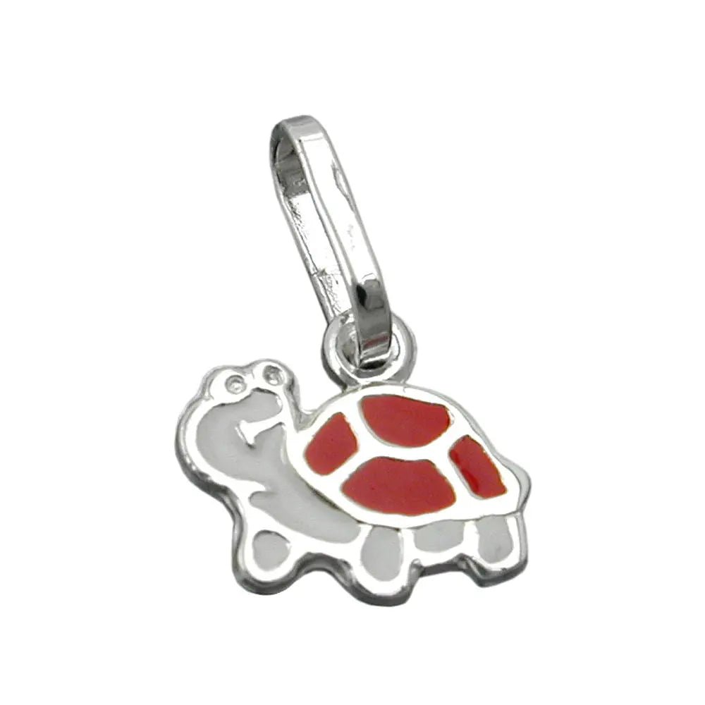Anhänger 7x8mm Schildkröte weiß - rot Silber 925