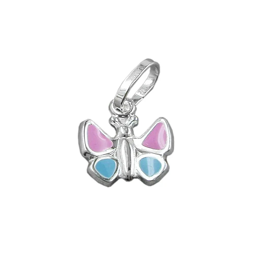 Anhänger 7x8mm Schmetterling hellblau - pink Silber 925