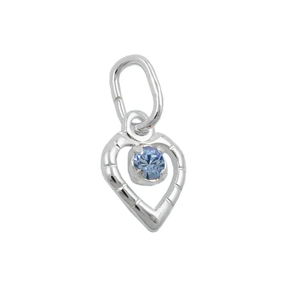 Anhänger 8x6mm Herz mit Glasstein hellblau Silber 925
