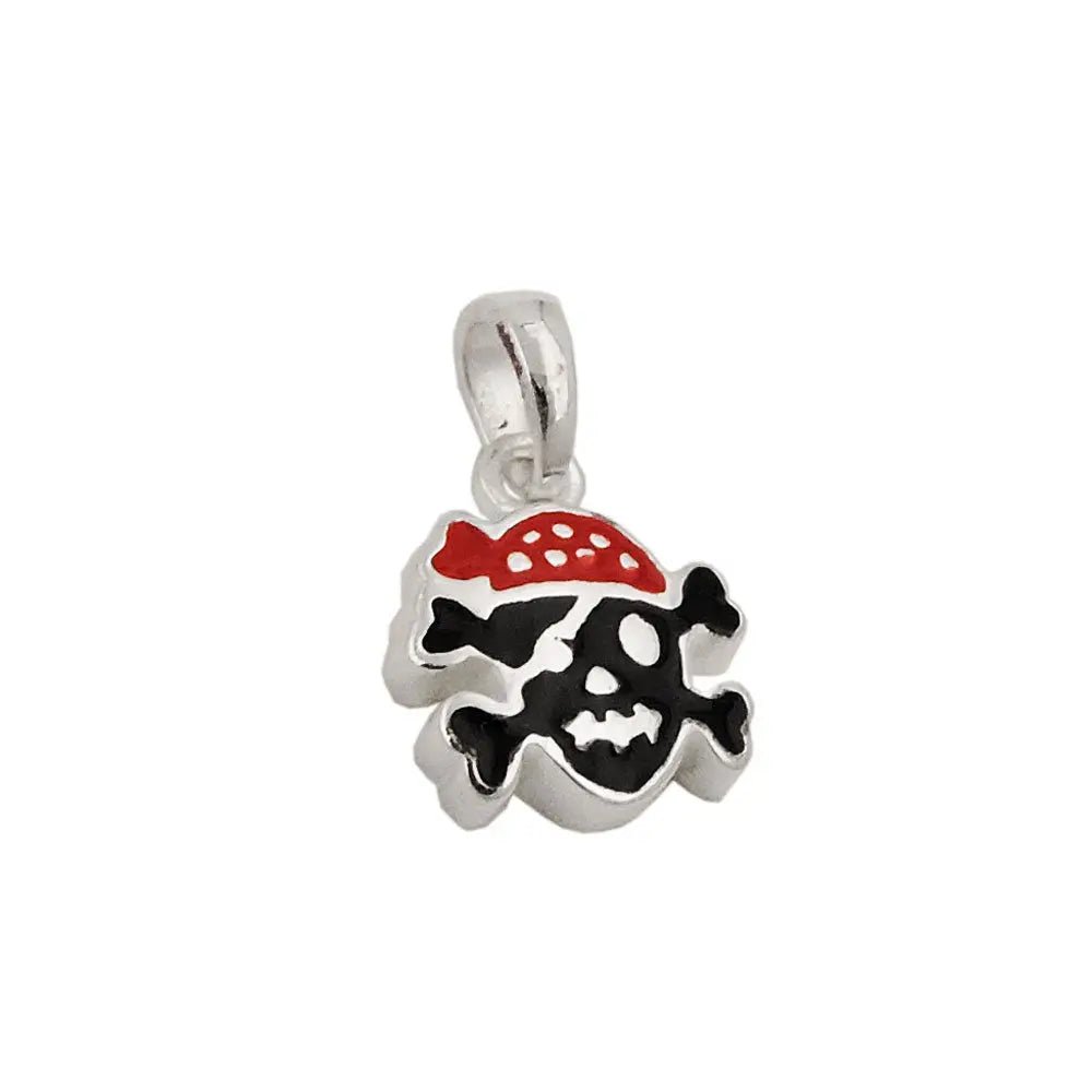 Anhänger 8x9mm Totenkopf rot - schwarz lackiert Silber 925