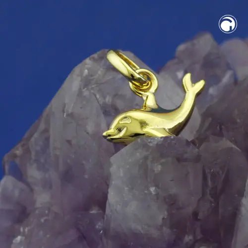 AnhŠnger 12x7mm kleiner Delfin glŠnzend 9Kt GOLD