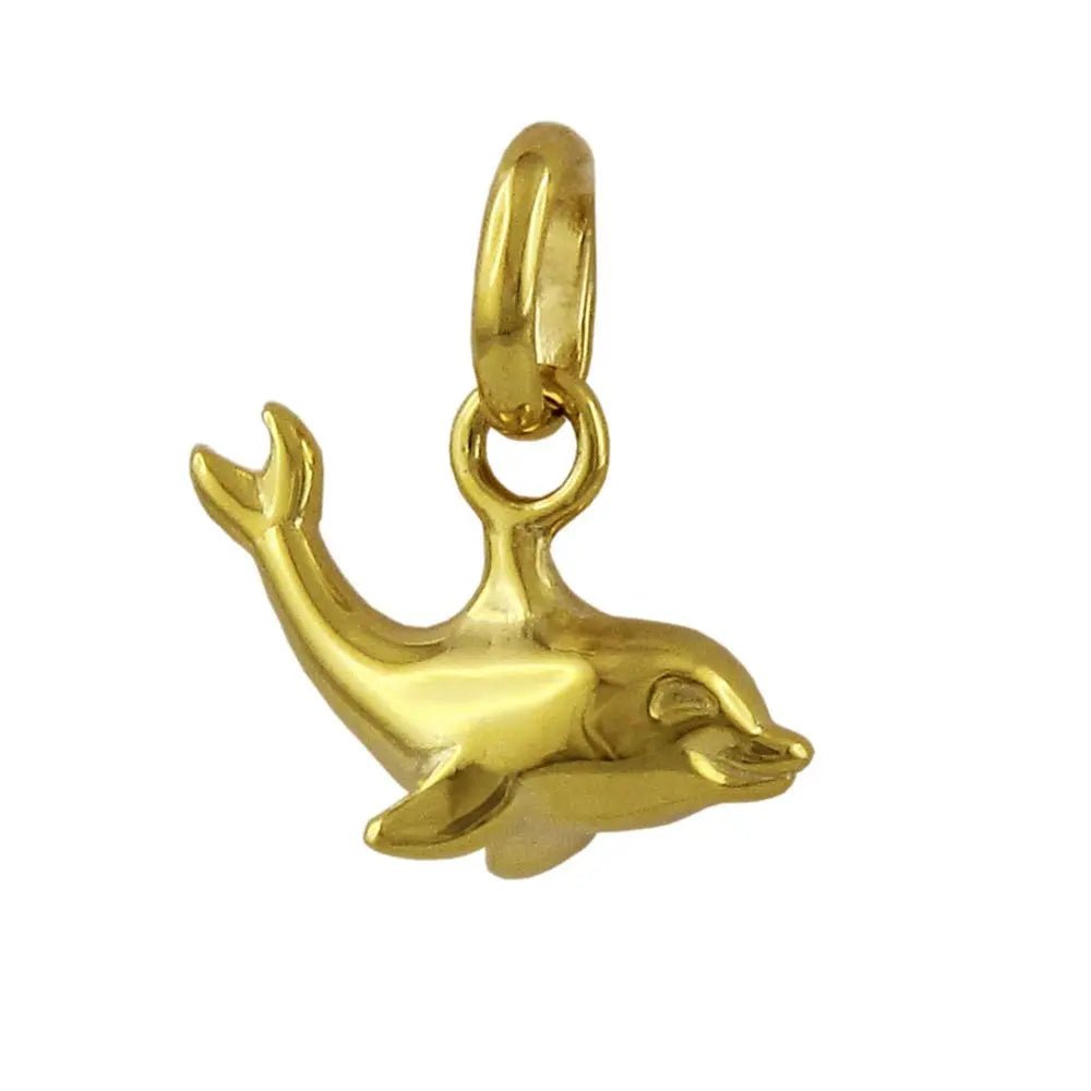 AnhŠnger 12x7mm kleiner Delfin glŠnzend 9Kt GOLD