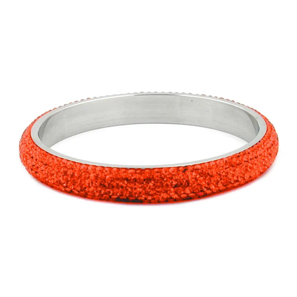 Armreif 77x10mm Metall mit 6 Reihen Glassteine rot - orange