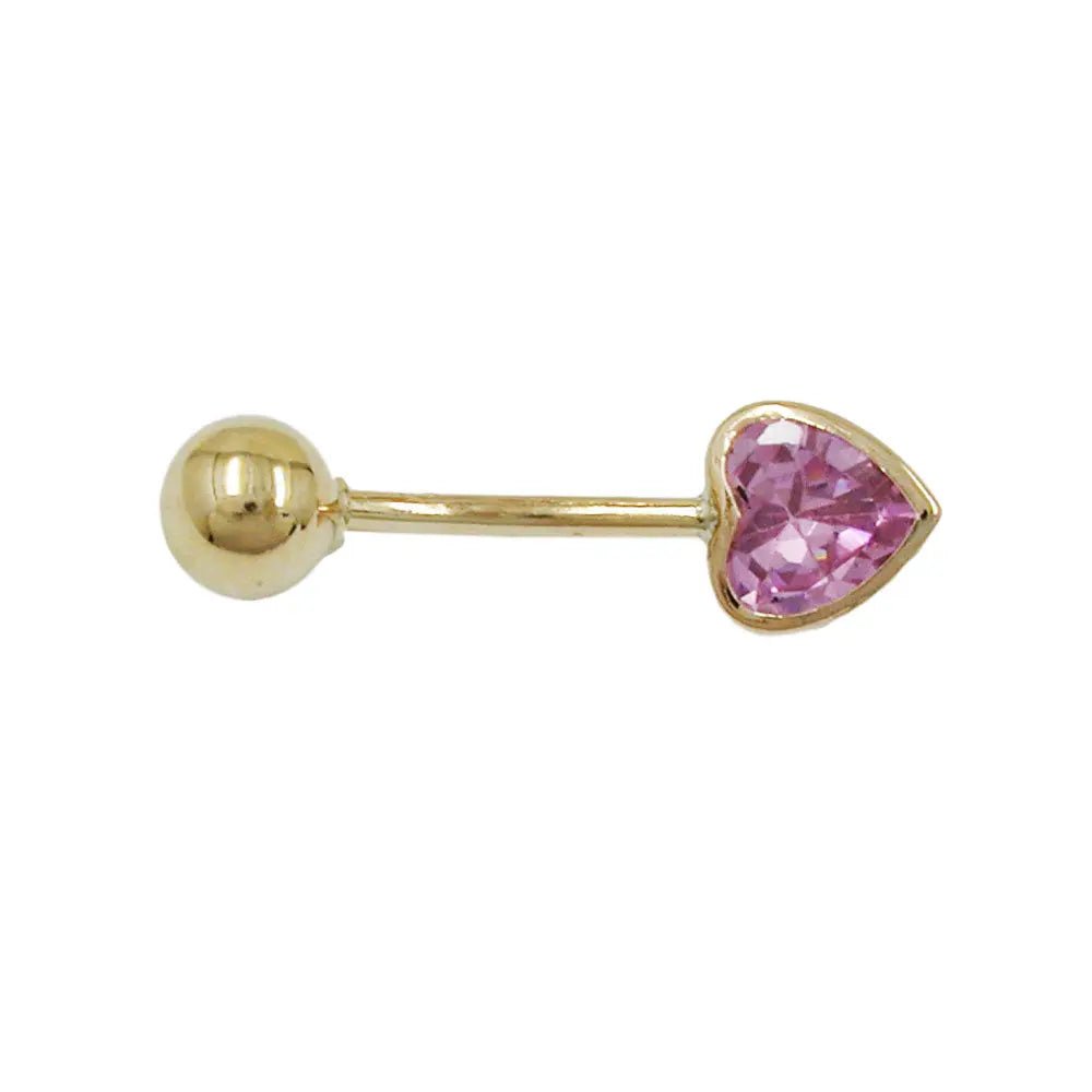 Bauchnabelpiercing Banana 20x6mm Zirkonia - Herz pink 14Kt GOLD