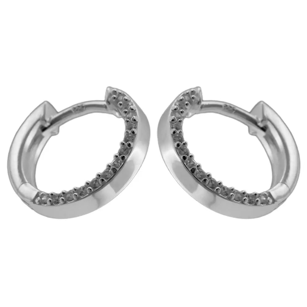 Creole Ohrring 13x2mm Klappscharnier mit Zirkonias Silber 925