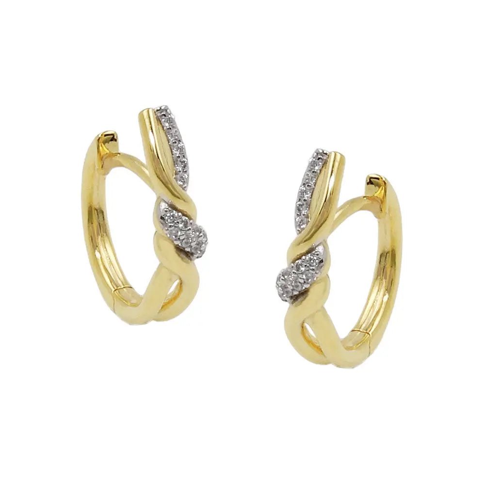 Creole Ohrringe 18x4mm Klappscharnier überkreuzt Zirkonias 9Kt GOLD