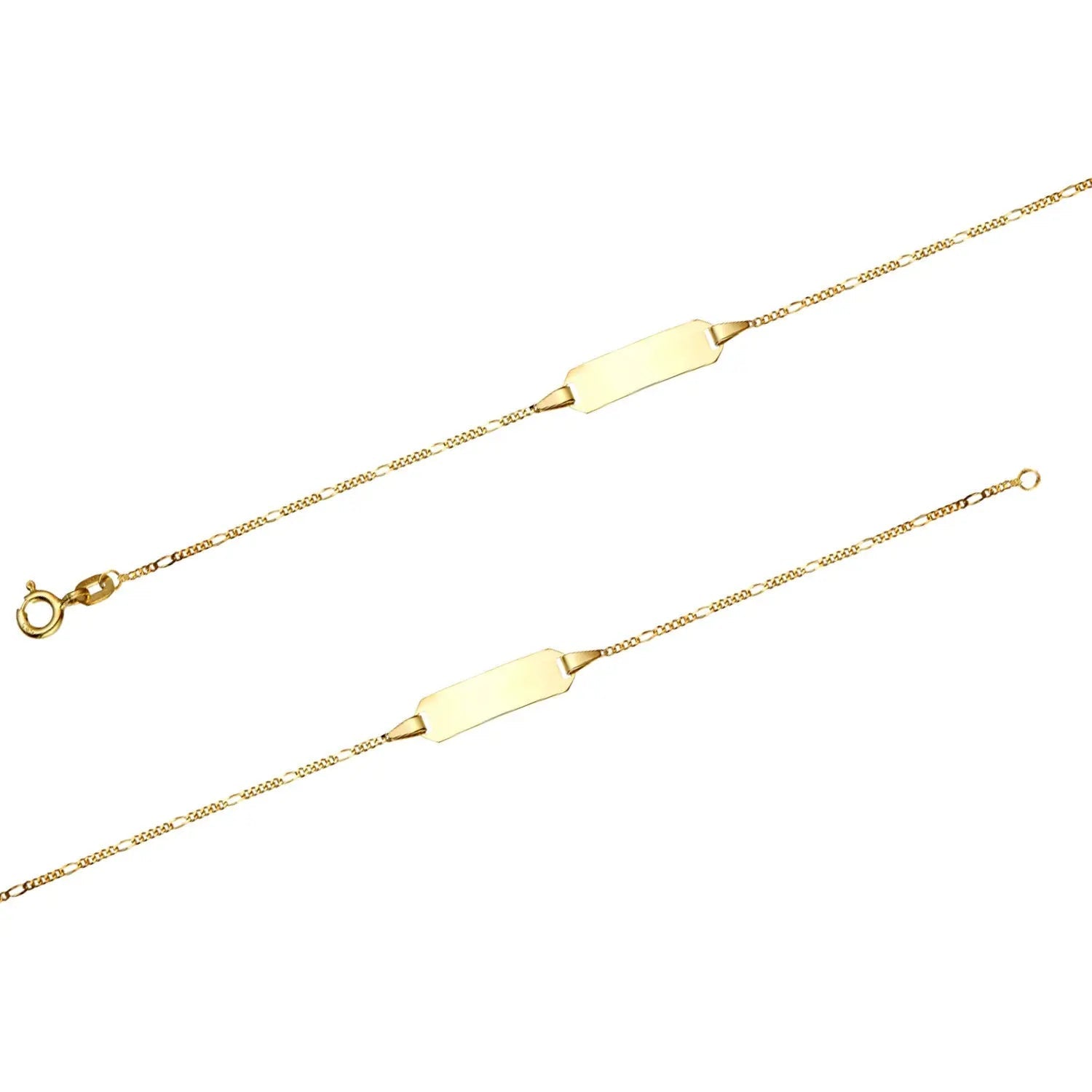 Edles Damen ID Goldarmband Figaro diamantiert 1.1 mm 333 - 8 K 14 cm