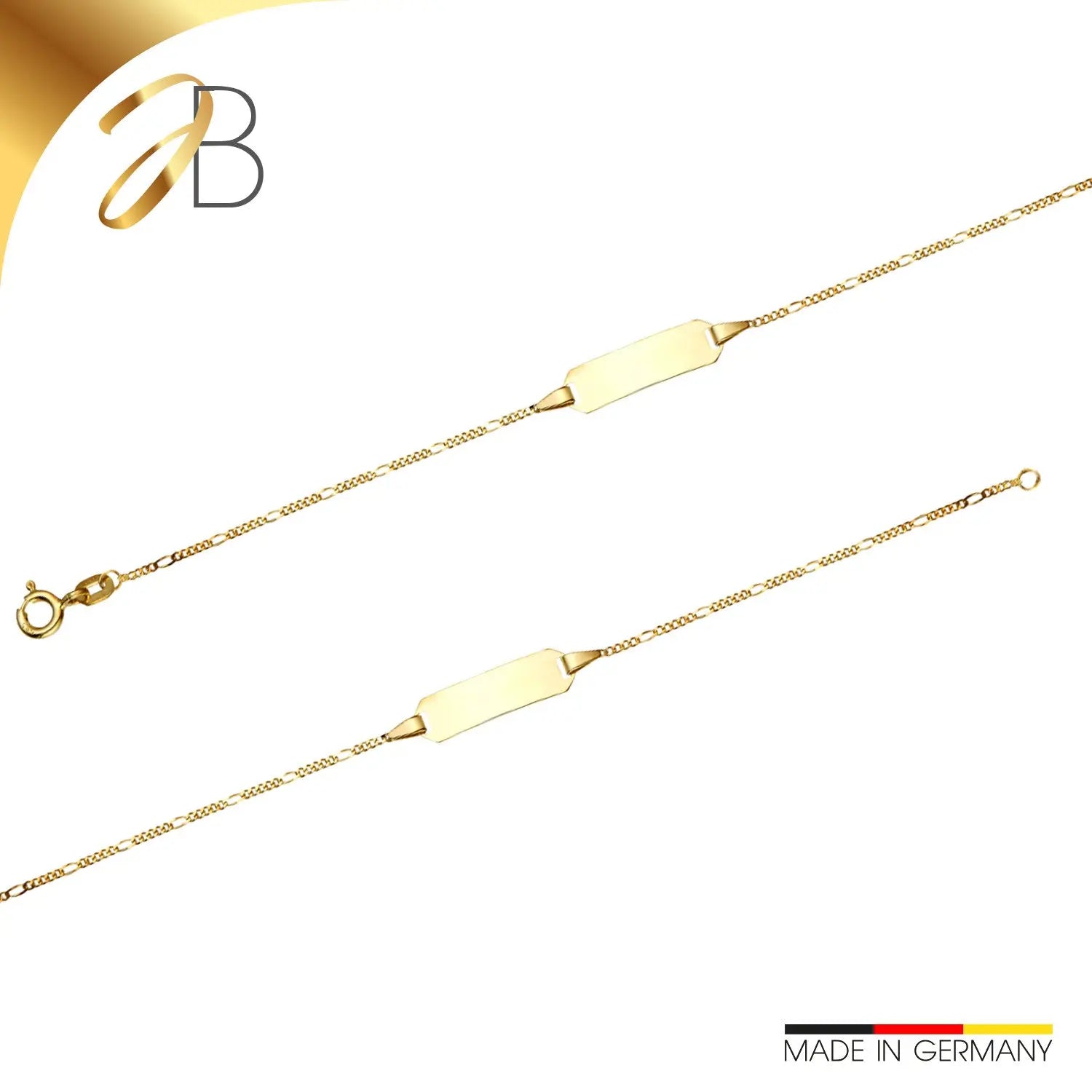Edles Damen ID Goldarmband Figaro diamantiert 1.1 mm 333 - 8 K 14 cm