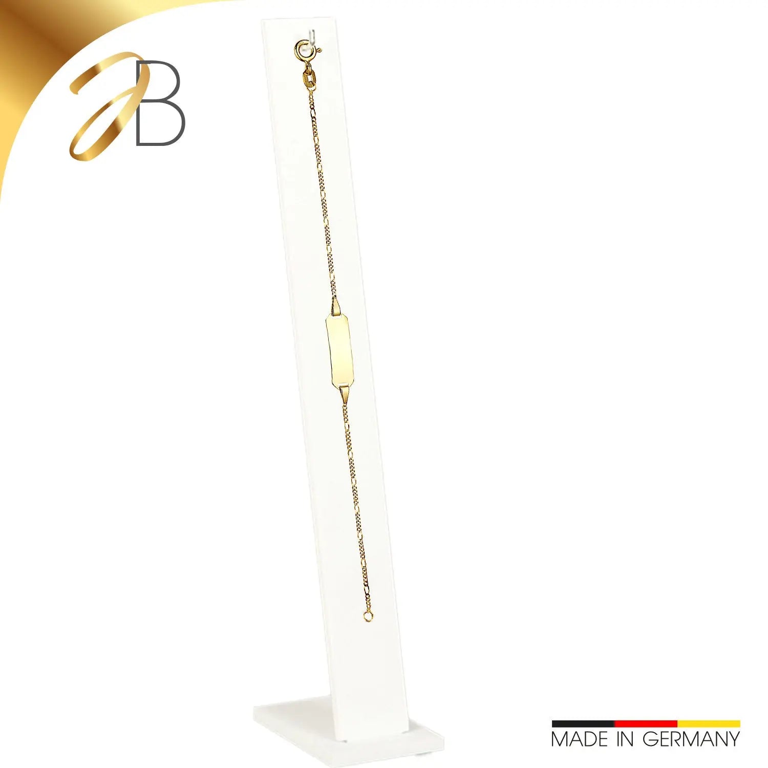 Edles Damen ID Goldarmband Figaro diamantiert 1.1 mm 333 - 8 K 14 cm