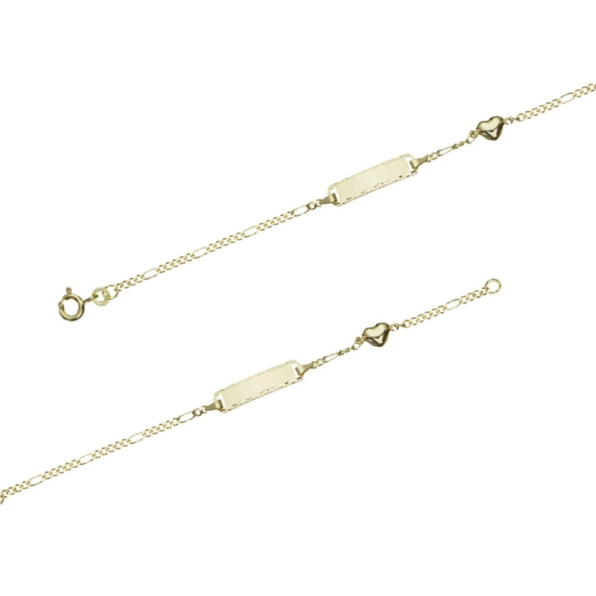 Edles Damen ID Goldarmband Figaro Diamantiert 1,8 mm 333 Gold