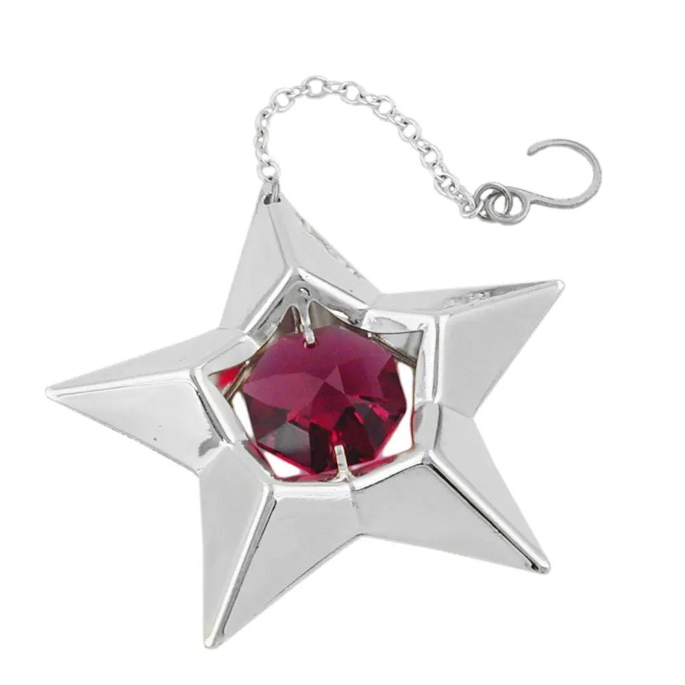 Hängedekoration Stern 48mm silber - plattiert mit Glas - Stein pink