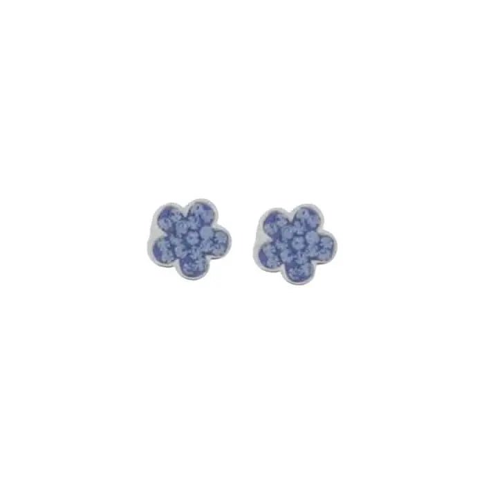 JB 1 Paar Ohrstecker 925 - Silber Rhodiniert Blume blau 1,1 g