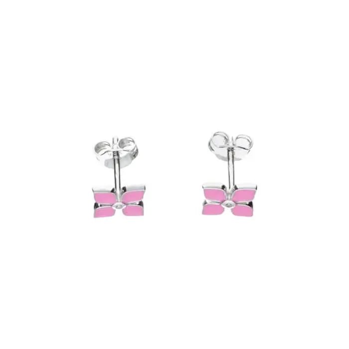 JB 1 Paar Ohrstecker 925 - Silber Rhodiniert Blume Pink 1,1 g