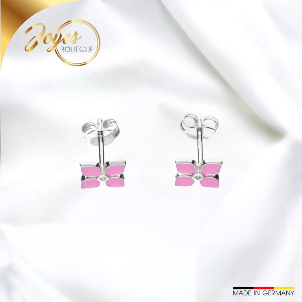 JB 1 Paar Ohrstecker 925 - Silber Rhodiniert Blume Pink 1,1 g