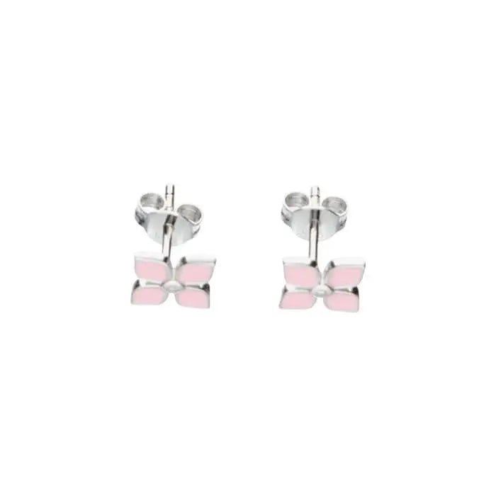 JB 1 Paar Ohrstecker 925 - Silber Rhodiniert Blume Rosa 1,1 g