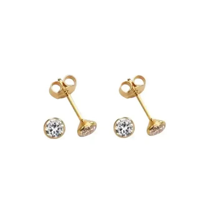 JB 1 Paar Ohrstecker Zirkonia Stein 585 - 14 Kt Gelbgold 0.8 g