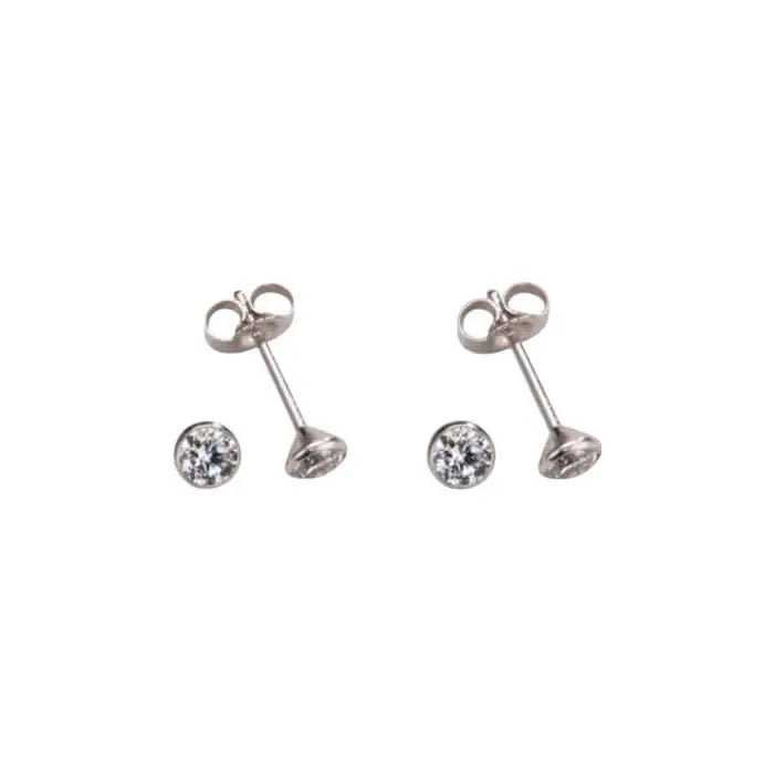 JB 1 Paar Ohrstecker Zirkonia Stein 585 - 14 Kt Weißgold 0.8 g