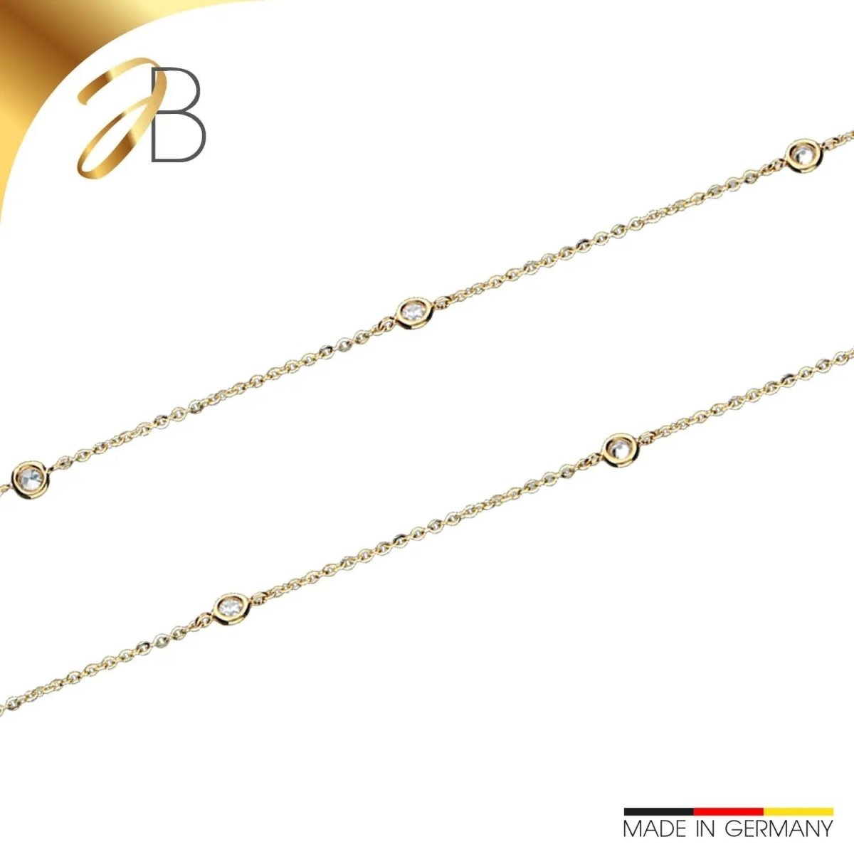 JB Collier Ankerkette Diamantiert 375 Gelbgold 9 Kt 38 cm